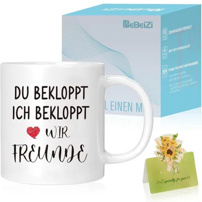 Productafbeelding van Koffiemok met de tekst "Jij, ik, we zijn vrienden" (330 ml), wit, keramiek