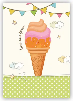 Produktbild von Nette Einladungskarte mit Eiscreme zum Sommerfest oder spontanen Garten Party: Lass uns feiern