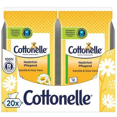 Produktbild von Cottonelle Feuchtes Toilettenpapier Natürlich Pflegend 20 x 12 Tücher