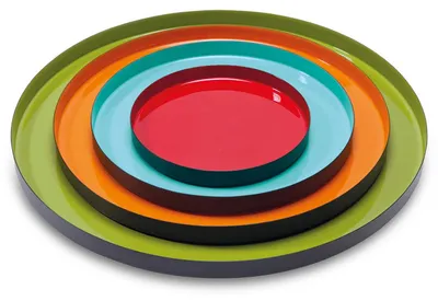 Produktbild von REMEMBER Enzo, Klassisches Serviertablett, Rund, Metall, Blau, Grün, Orange, Rot, 20 mm, 4 Stück(e)