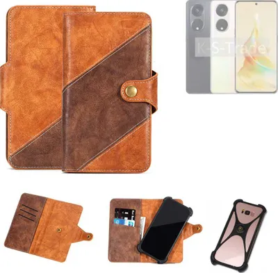 Produktbild von K-S-Trade Handyhülle Schutzhülle Bookstyle Case Wallet-Case kompatibel mit Oppo Reno8 T Cover Klapphülle Kantenschutz Smartphone dunkelbraun braun