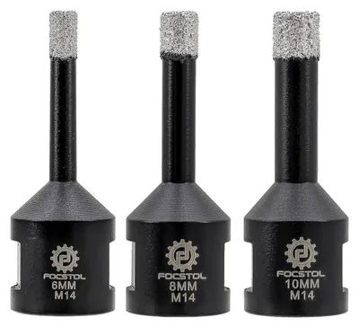 Produktbild von Diamant Fliesenbohrer Set 3 Stück 6/8/10mm M14 Gewinde für Winkelschleifer