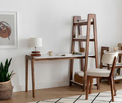 Image de Table d'ordinateur marron et blanche Bureau Meubles de bureau de luxe