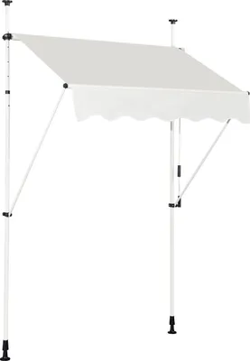 Image de COSTWAY 150cm de large Marquise à pince Marquise de balcon avec manivelle Marquise solaire 200-300 cm réglable en hauteur sans percer Beige