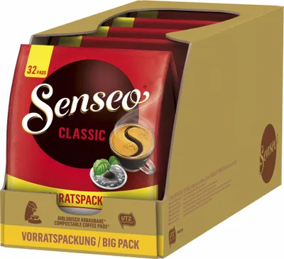 Produktbild von Senseo Kaffeepads Classic Vorratspackung 5er Set, Klassisch, gemahlener Röstkaffee, 5x32 Pads