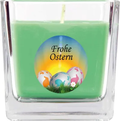 Produktbild von Duftkerze als Ostergeschenk ( Coconut Limes-Duft ), Design: Ostereier - Kerze als Osterdeko - 190g. Wachs mit ca. 50 Stunden Brenndauer