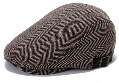 Productafbeelding van Herrenmuts, geruit, koffiekleur, 70% polyester, 30% wol, one size