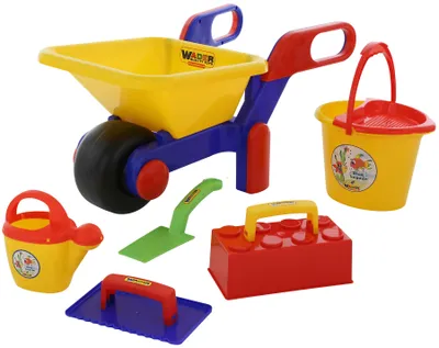 Produktbild von WADER Kinder Schubkarre Bauschubkarre 7 tlg mit Maurerwerkzeug bunt
