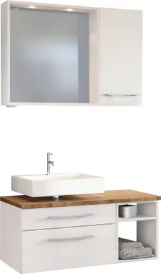 Produktbild von Held Möbel Unterbecken-Set Davos 90 cm -B- (links) weiß/matt weiß