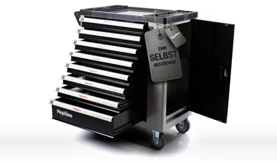 Immagine prodotto di Carrello porta attrezzi vuoto - Acciaio - 8 cassetti - Grigio e nero - 84 x 96 x 46 cm