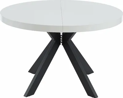 Produktbild von Klappbarer Esstisch für 4-8 Personen aus MDF und Stahl - weiß und schwarz lackiert - KOMONI