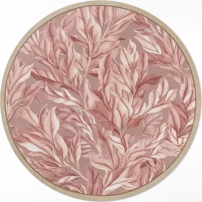 Produktbild von Zarte pastellfarbene Boho-Blätter – Vinyl Küchenteppich – fi 50cm – Rutschfest, pflegeleicht & langlebig