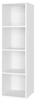 Obrázek produktu pro Regál Cube – Malý regál na knihy se 4 policemi – Dřevěný stojanový regál se 4 přihrádkami, rozměry 30 x 30 x 106 cm – Otevřený úložný regál do obývacího pokoje – Bílý