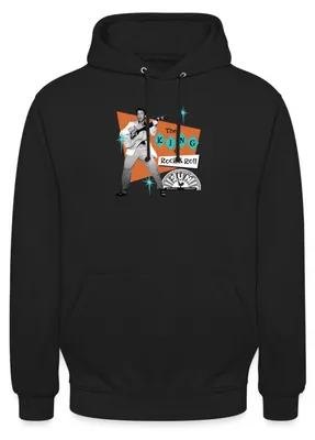 Produktbild von Spreadshirt Elvis Presley The King Of Rock & Roll Uni Hoodie, L, Schwarz
