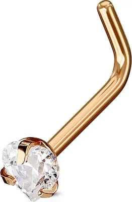 Produktbild von Nasenpiercing Stecker Nasenstecker Stift Nasen Piercing gebogen Zirkonia Herz Kristall L-Form rosegold 1 mm