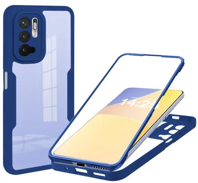 Produktbild von 360 Grad Rundum Schutz Handyhülle für Xiaomi Redmi Note 10 5G Full Cover Vollschutz Case Farbe: Blau