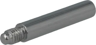 A close-up studio shot of a chrome-plated metal threaded rod.