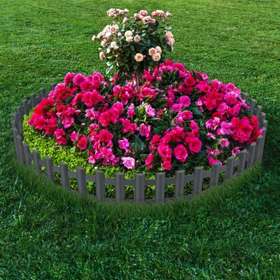 Image de LARS360 Lot de 6 bordures de jardin Anthracite, 2,58m, aspect bois Bordure de gazon pour pelouse, jardin de fleurs, terrasse, Outdoor Bordure paysagère pour chemins et jardins