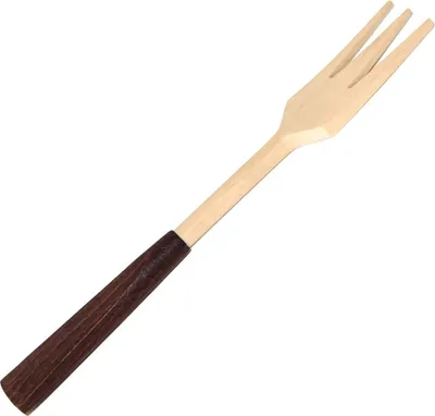 Image de Fourchette en bois avec poignée marron | Fourchette écologique en bois | Fourchette de table en bois | Fourchette naturelle avec poignée marron