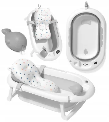Produktbild von Ekspand | Babywanne Vaiana - Grau - 81,5 cm x 49 cm x 21,5 cm - Faltbar - mit Thermometer