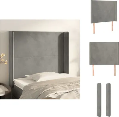 Produktbild von vidaXL Kopfteil mit Ohren Hellgrau 93x16x118/128 cm Samt -  Kopf- & Fußenden