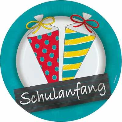 Immagine prodotto di Piatto di carta "Coni di zucchero Back-to-school" | Ø23cm/8pz.