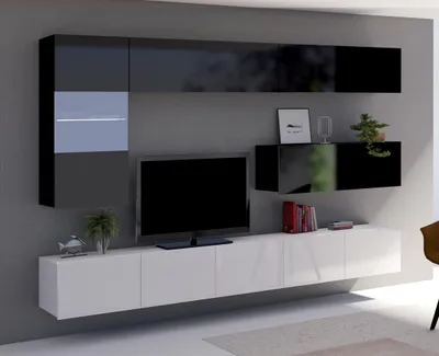 Productafbeelding van Woonkamerwand CALABRIA 4, zwart/wit glanzend