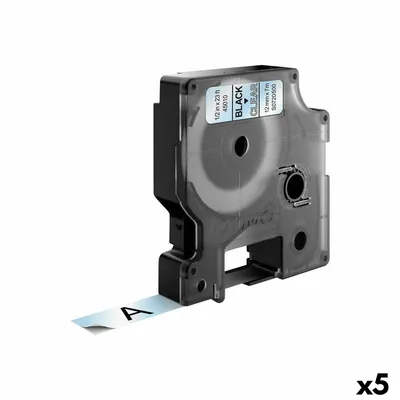 Produktbild von Dymo D1 45010 12 mm LabelManager™ Transparentes schwarzes laminiertes Etikettenband (5 Stück)