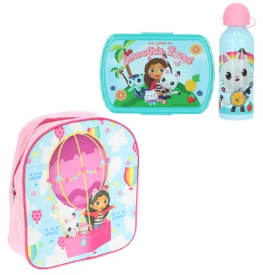 Produktbild von Gabby's Dollhouse Lunch-Set: Flasche, Brotdose und Rucksack
