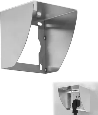 Imagen del producto de Protector para enchufes de acero inoxidable, 9,2 x 9 cm, resistente al agua, para uso en exteriores