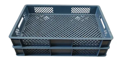 Produktbild von 2x Bäckerkiste Brötchenbox Brotbehälter Konditorenbox Stapelbox Gitterbox EURO-Norm 9cm grau