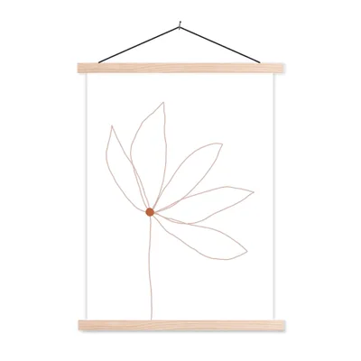 Produktbild von MuchoWow® Textilposter Minimalismus - Blumen - Linienkunst 120x160 cm mit holzfarbenen Rahmen - Plakatkarton