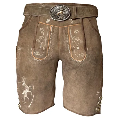 Produktbild von Lederhose Wildbock aus feinstem Wildbockleder – Krist und König – SET mit Gürtel – Herren Trachtenlederhose kurz – Größe 54 - Krist und König