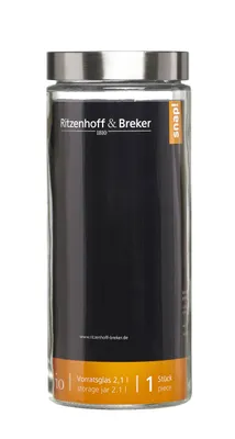 Obrázek produktu pro Ritzenhoff & Breker zavařovací sklenice "VIO", kulatá, 2,1 l, ze skla, se šroubovacím víčkem z nerezové oceli, - 4 kusy (812107)