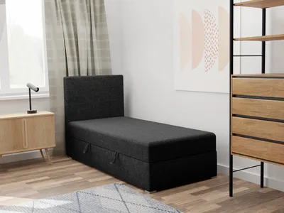 Produktbild von FEDVE Boxspringbett Einzelbett KOLORADO MINI BASIC mit Bettkästen Jugendbett mit Bonell-Matratze 100x200 Rechts