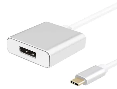 Produktbild von helos Adapterkabel, USB 3.1 Type-C™ Stecker/DisplayPort 1.2 Bu., PREMIUM, silber