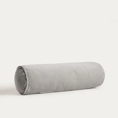 Zdjęcie produktu dla HOMLA Poduszka FINA z bawełnianego aksamitu szara, w kształcie walca 20x60cm