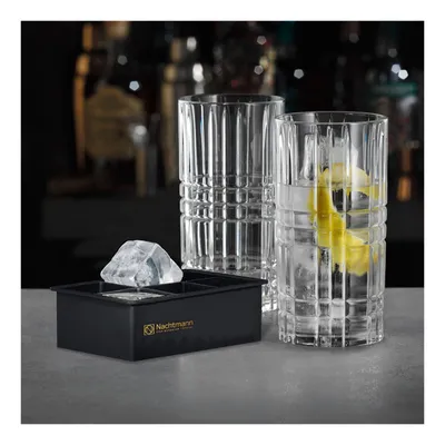 Produktbild von Nachtmann Square Longdrink Ice Cube Set: 2 Longdrinkgläser + 1 Eiswürfelform