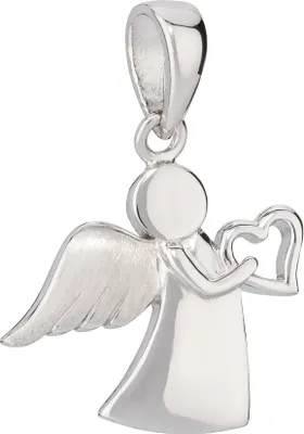 Produktbild von Kettenanhänger kleiner Engel Herz 925 Silber 15mm glanz-matt anlaufgeschützt