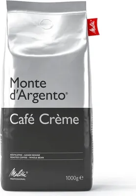 A bag of Melitta Monte D'ARGENTO Cafe Creme coffee beans.