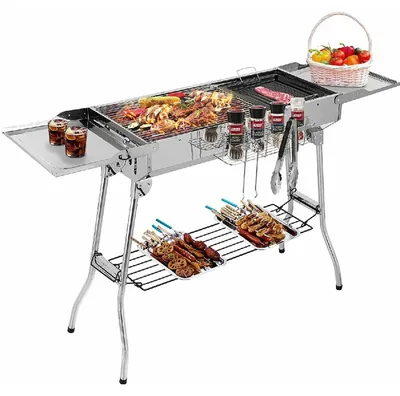 Image de Charbon de bois - Barbecue - Barbecue au charbon de bois - Grill en acier inoxydable - Portable