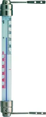 A thermometer against a white background.