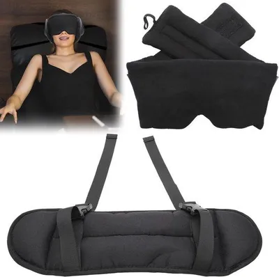 Imagen del producto de Almohada de viaje Unyqoos® Komfort, con un diseño de soporte único y antifaz, que estabiliza la cabeza y el cuello, compacta y portátil, ideal para viajes en avión y en coche