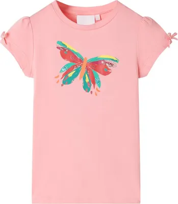 Produktbild von Kinder T-Shirt Rosa Gr. 104 mit Schmetterling und Rundhalsausschnitt