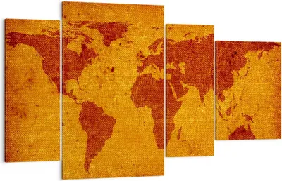 Produktbild von Bild auf Leinwand - Leinwandbild - Alte Karte Kontinente Reisen Welt - 120x70cm - Wand Bild - Wanddeko - Leinwanddruck - Bilder - Kunstdruck - Leinwand bilder - Wandkunst - DL120x70-0396