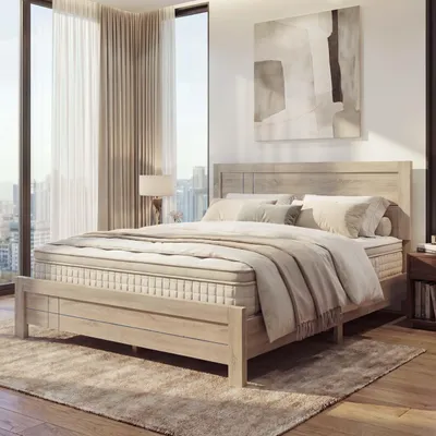 Produktbild von Queen Size Bett HWC-P44, Doppelbett Bettgestell mit Lattenrost, 160x200cm Sonoma-Eiche-Optik
