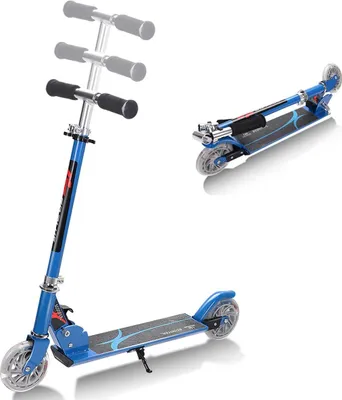Produktbild von Klappbarer Scooter höhenverstellbar, Kinderroller Kickroller Tretroller mit 2 Leuchträdern, Kinderscooter aus Aluminium, Kinder Roller geeignet für Kinder 4-13 Jahre bis 70 kg