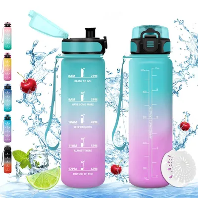 Imagen del producto de Botella deportiva, sin BPA, de 500 ml, a prueba de fugas, ideal para ciclismo y fitness