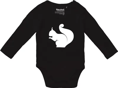 Produktbild von Huuraa Baby Body Eichhörnchen Silhouette 74 Black  Baumwolle Fairtrade Langarmbody Geschenkidee