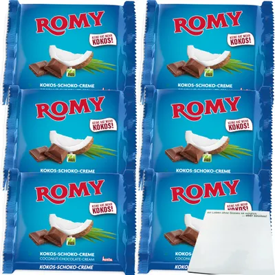 Produktbild von Romy Milchschokolade mit Kokoscreme Füllung 6er Pack (6x200gTafel) + usy Block